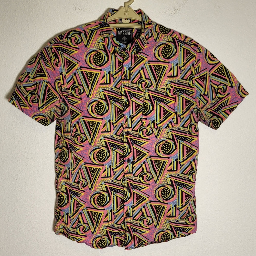 Vintage 80's Super Massive Button Down Vaporwave Shirt size Medium
